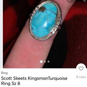 P Skeets Kingman Turquoise Ring Sz 8